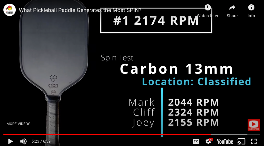 Crbn Pickleball Paddles Ranked #1 and #2 for Spin by The Pickleball Pirates