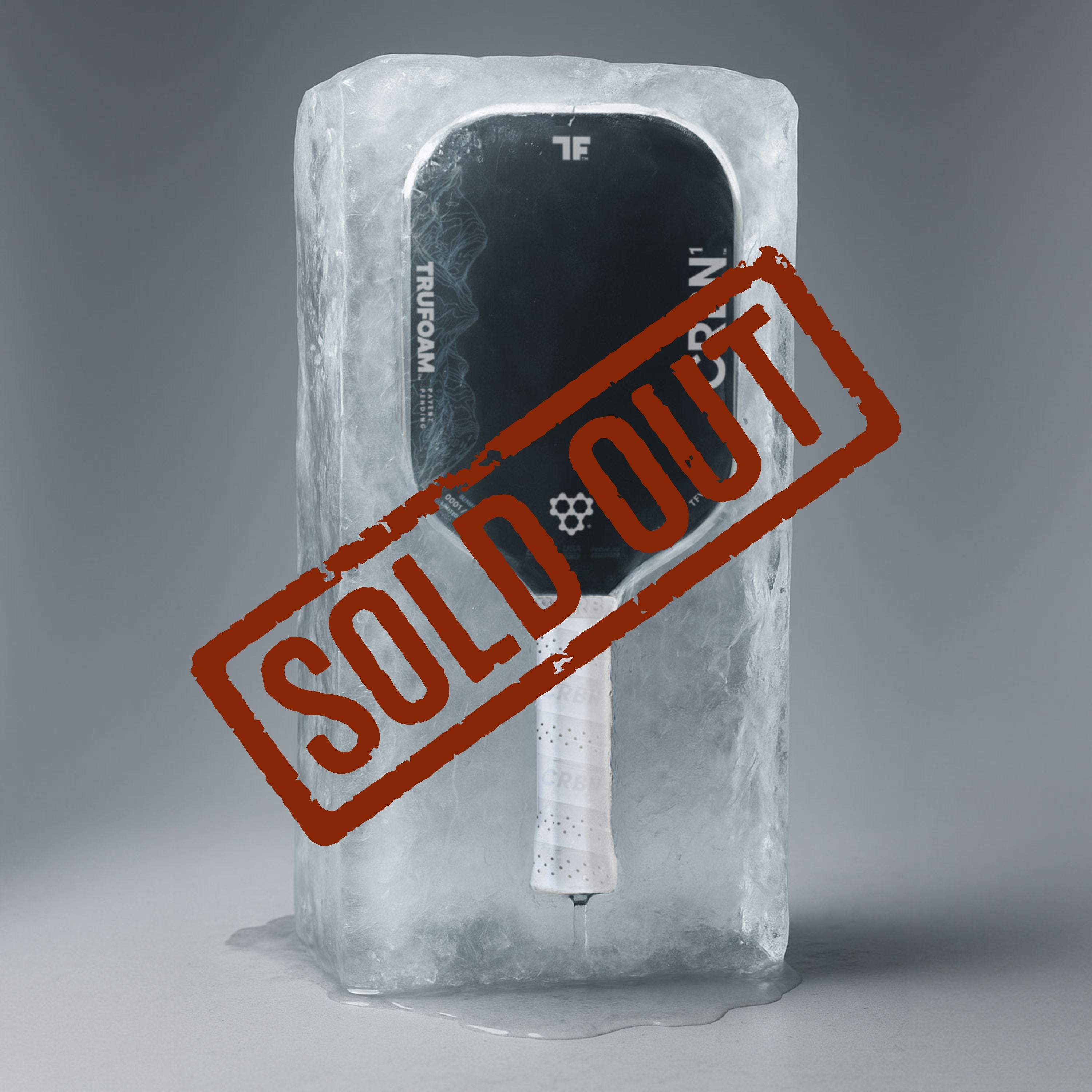Limited Drop CRBN TruFoam Waves Summit encased in an ice block with a bold SOLD OUT stamp