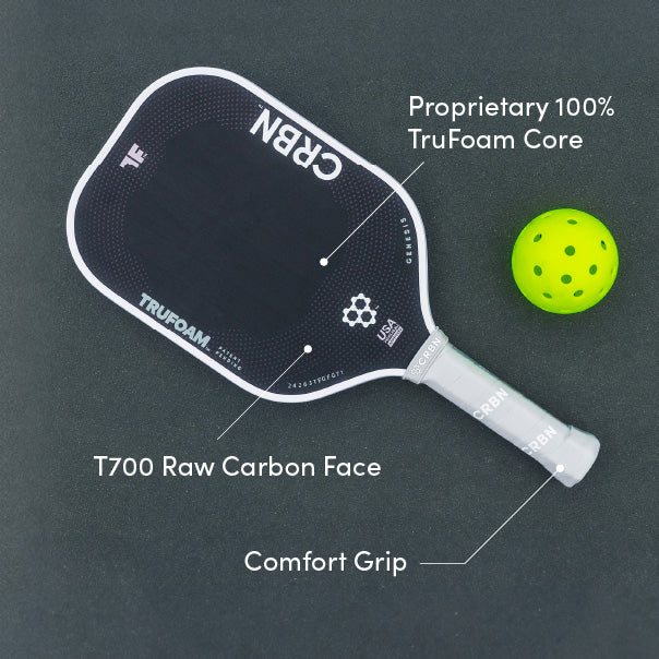 CRBN Genesis manufacturer feature image showing the paddle face, foam-core callout and grip