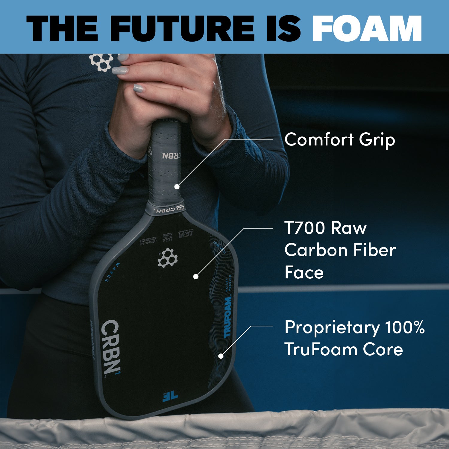 CRBN¹ TruFoam Waves (Elongated, Long Handle) | CRBN Pickleball